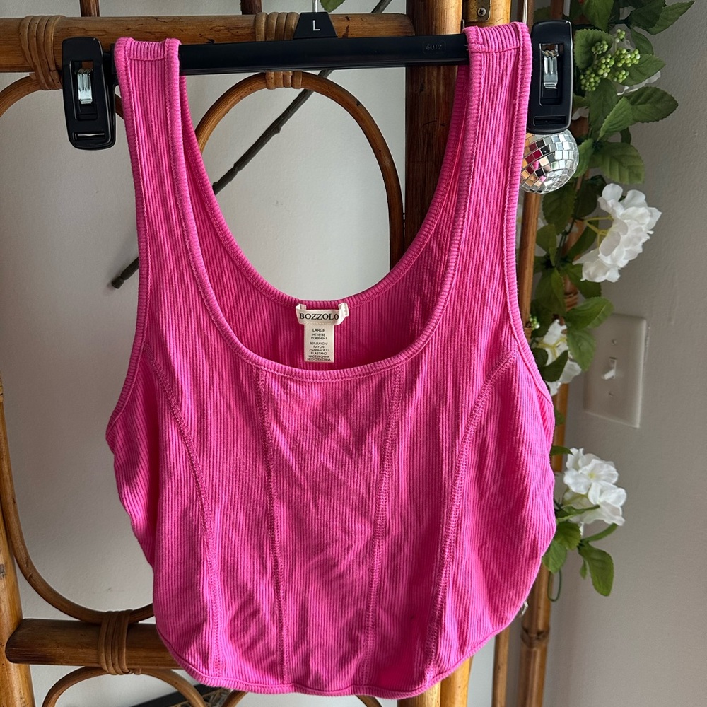 Pink Ribbed Tank Top